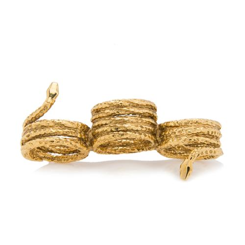 Aurelie Bidermann 18kt Gold Plated Triple Finger Snake Ring - Size 6 1/2 - FINAL SALE