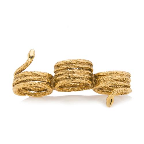 Aurelie Bidermann 18k Gold Plated Triple Finger Snake Ring - Size 7 1/2 - FINAL SALE
