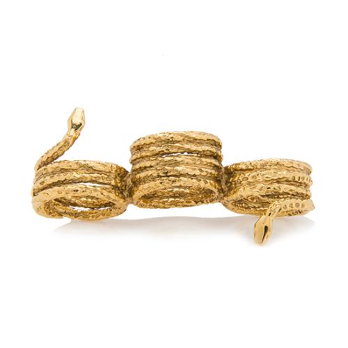 Aurelie Bidermann 18k Gold Plated Triple Finger Snake Ring - Size 7 - FINAL SALE