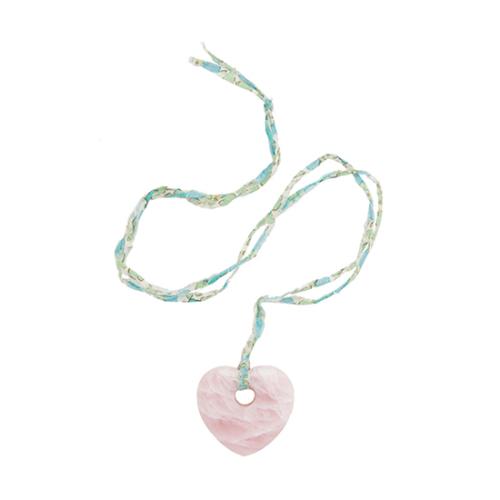 Aurelie Bidermann Pink Quatrz Heart On Liberty Necklace - FINAL SALE