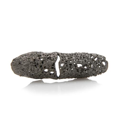 Bjorg Ruthenium-Plated Bronze After the Rain Meteorite Double Ring - Size 5 1/2