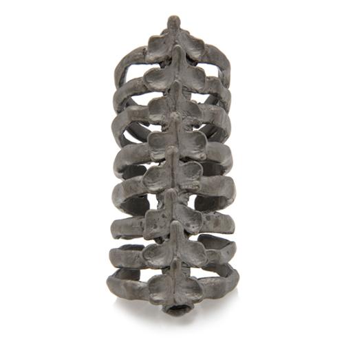 Bjorg Ruthenium-Plated Metal After Eden Double Spine Ring - Size 8