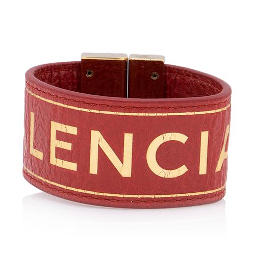 Balenciaga Leather Logo Embossed Bracelet 