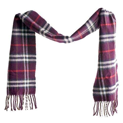 Burberry Check Cashmere Fringe Scarf