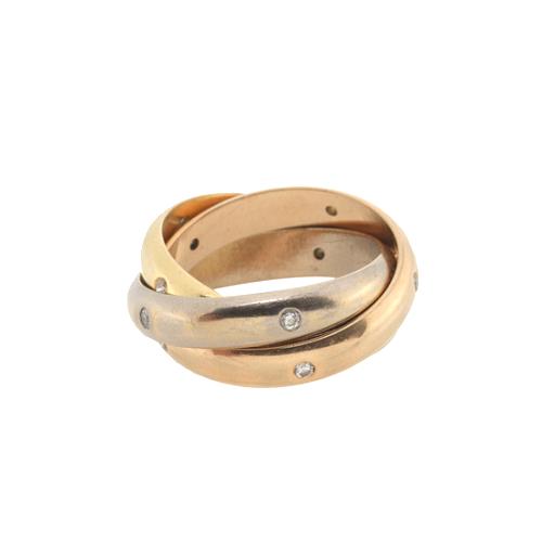 Cartier 18k Tri-Gold Trinity Ring - Size 4