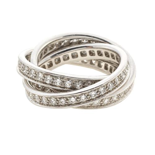 Cartier White Gold & Diamonds Trinity Ring - Size 4 1/2