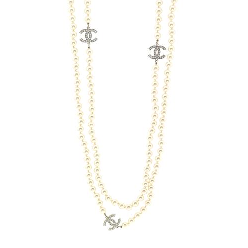 Chanel 74" Double Pearl Necklace