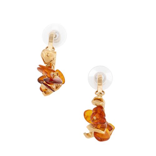Chanel Amber Beaded Dangle CC Hoop Earrings