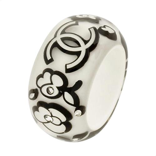 Chanel Black & White Strass Ring
