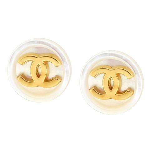 Chanel CC Button Earrings