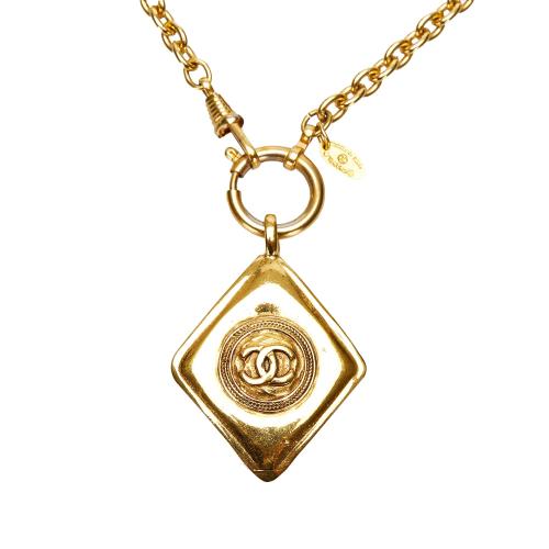 Chanel CC Diamond Shape Pendant Necklace