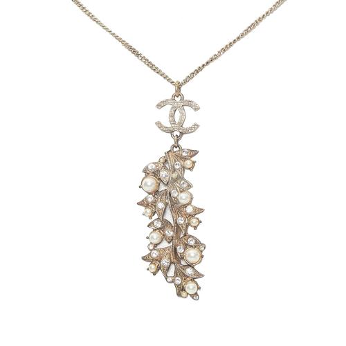 Chanel CC Faux Pearl Pendant Necklace