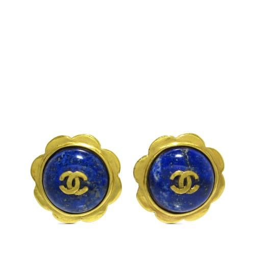 Chanel CC Flower Clip on Earrings