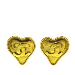 Chanel CC Heart Clip On Earrings