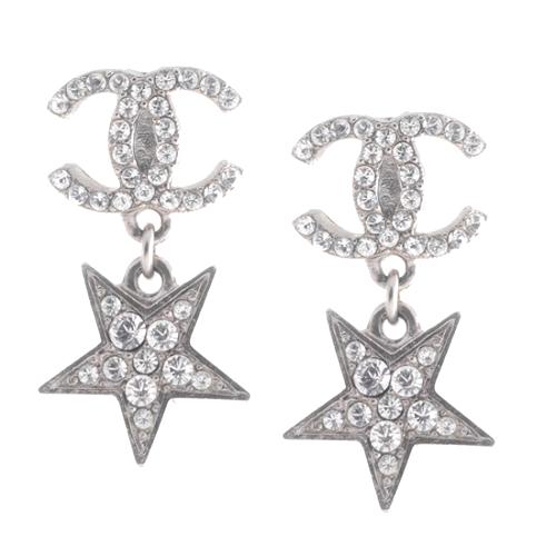 Chanel CC Strass Star Earrings 