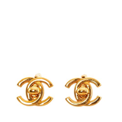 Chanel CC Turn Lock Clip-On Earrings, Chanel Accessories