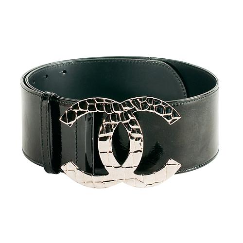Chanel Croco CC Logo Leather Belt - Size 32 / 80