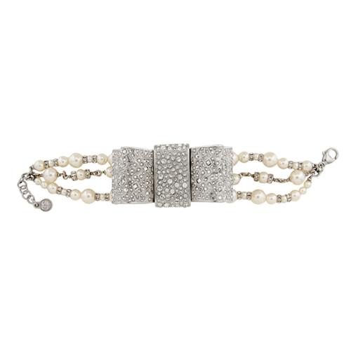 Chanel Crystal Bow Pearl Bracelet