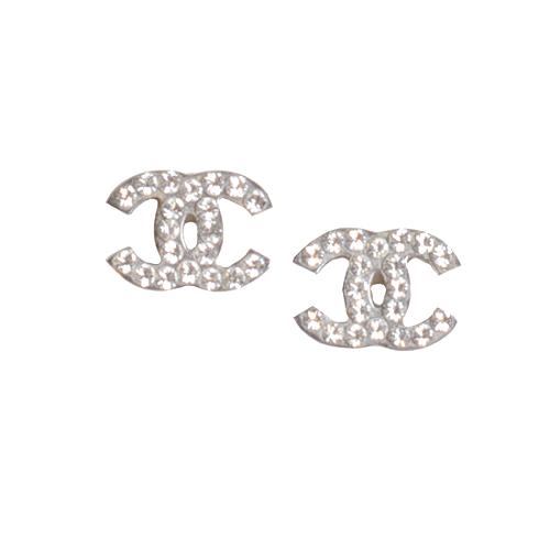 Chanel Crystal CC Logo Earrings