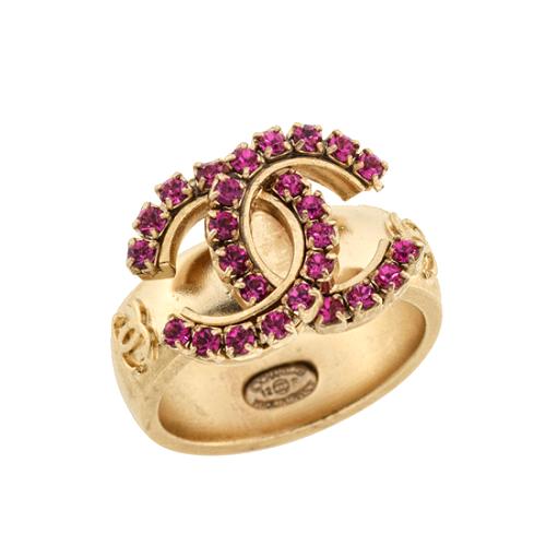 Chanel Crystal CC Ring - Size 6 1/2