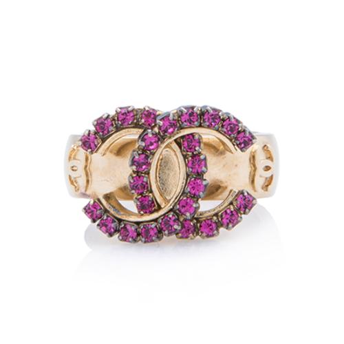 Chanel Crystal CC Ring - Size 7