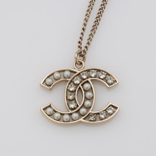 Chanel Crystal Pearl CC Necklace