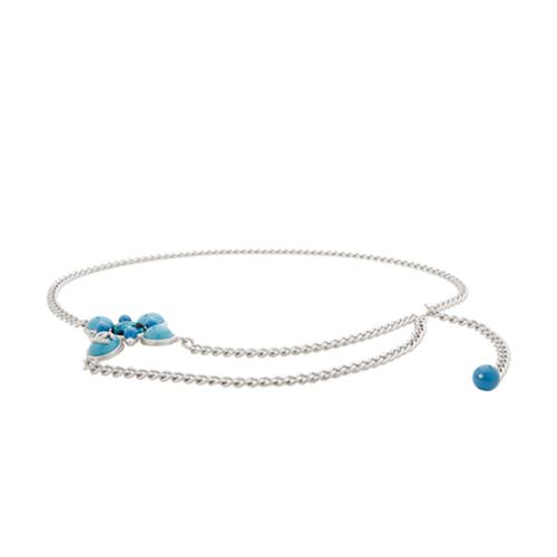 Chanel Crystal Tweed Turquoise Chain Belt