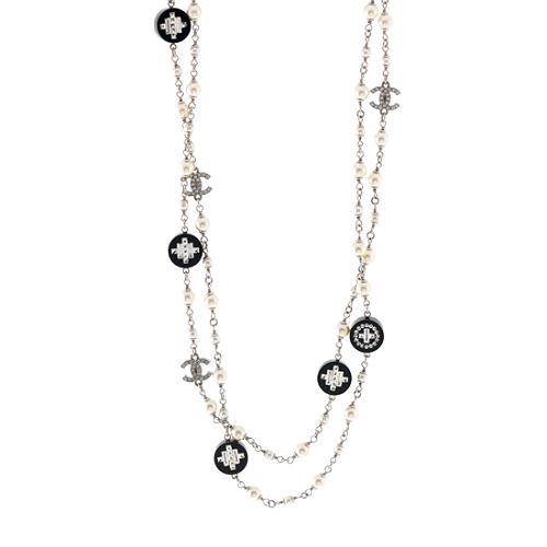 Chanel Crystal & Pearl Long Necklace