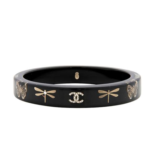 Chanel Dragonfly Butterfly CC Crystal Resin Bangle Bracelet
