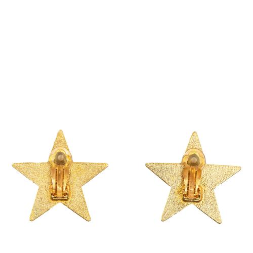 Chanel Enamel CC Star Clip-On Earrings