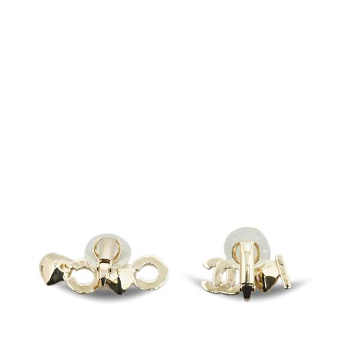 Chanel Gold Plated Rhinestone I Love Coco Clip On Earrings