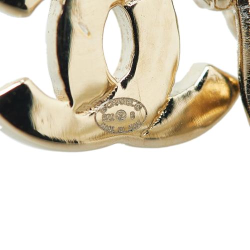 Chanel Gold Plated Rhinestone I Love Coco Clip On Earrings