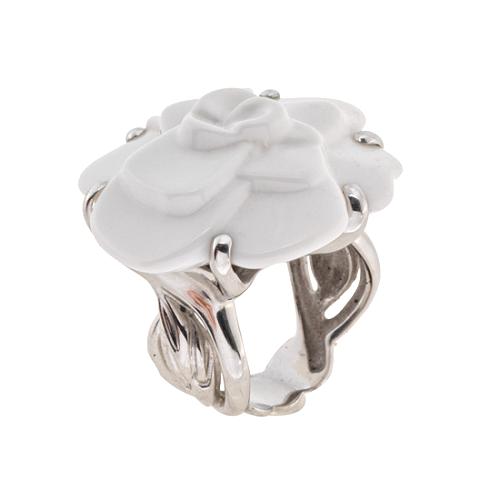 Chanel Haute Joaillerie Agate Camellia Ring - Size 7 1/2