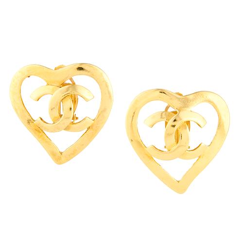 Chanel Heart Clip On Earrings