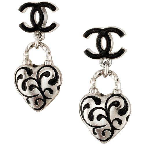 Chanel Heart Enamel Earrings