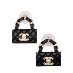 Chanel Lambskin CC Turnlock Chain Flap Bag Earrings