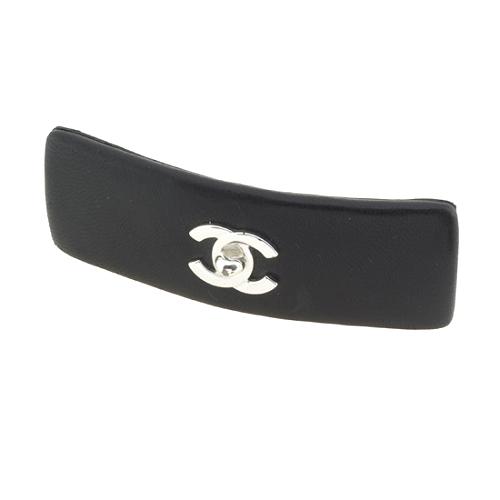 Chanel Leather CC Turnlock Hair Clip