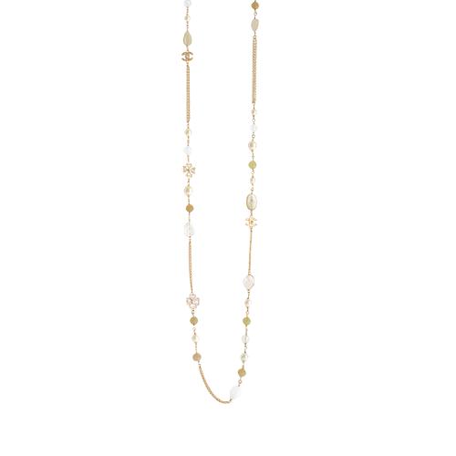 Chanel Long Pearl & Flower Necklace