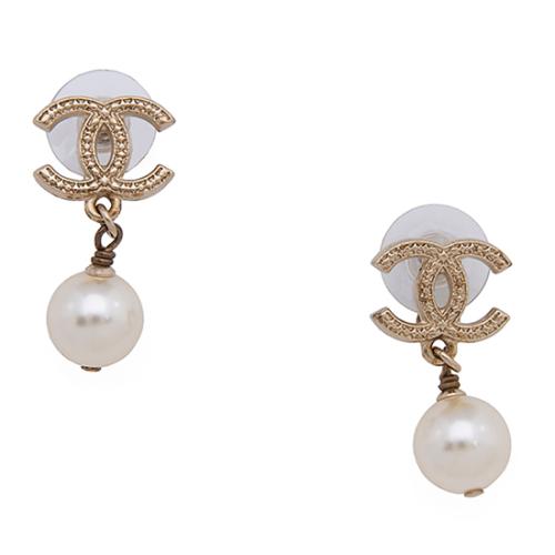 Chanel Pearl CC Drop Earrings