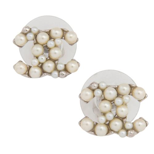 Chanel Pearl CC Mini Stud Earrings