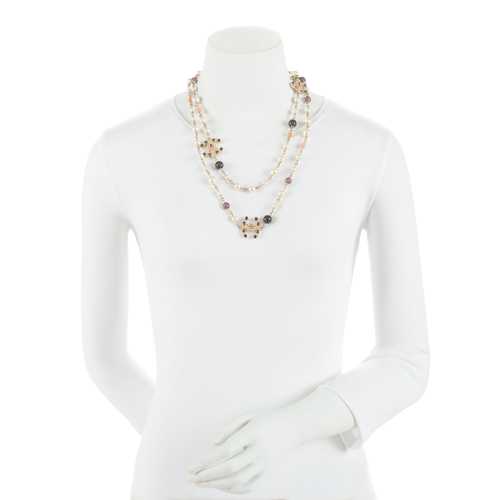 Chanel Pearl Crystal CC Long Necklace