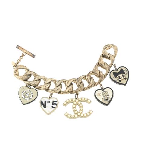 Chanel Pearl Heart Charm Bracelet