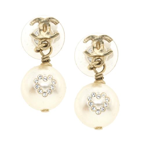 Chanel Pearl Heart Drop Earrings