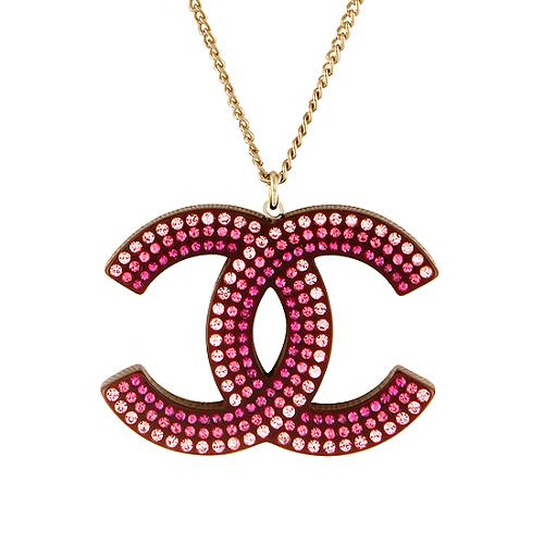 Chanel Pink CC Pendant Necklace
