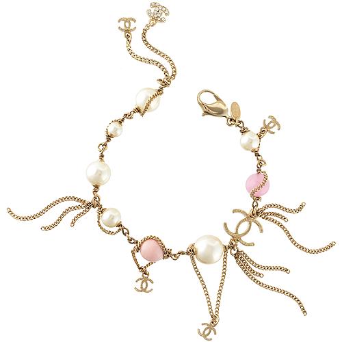 Chanel Pink Pearl Fringe Bracelet