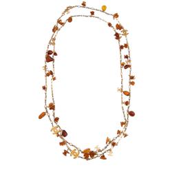 Chanel Resin Amber CC Long Chain Necklace