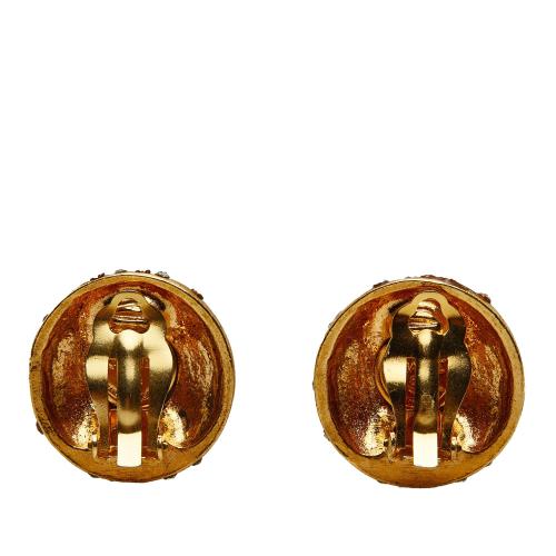 Chanel Rhinestone CC Clip On Earrings