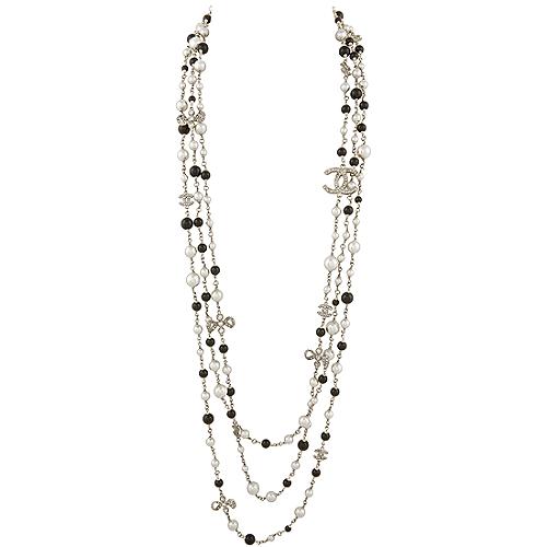 Chanel Two-tone Multi-Strand Pearl Necklace, Chanel Accessories