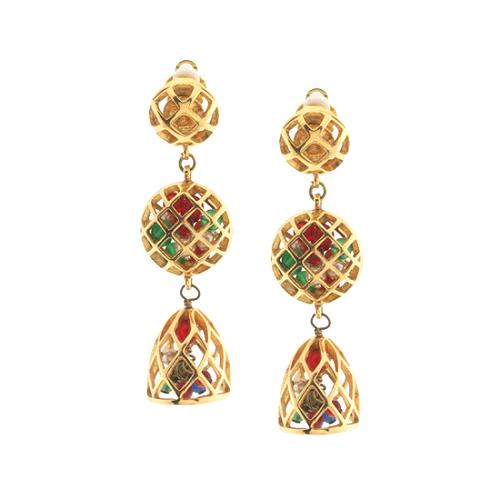 Chanel Vintage Bird Cage Clip-On Earrings