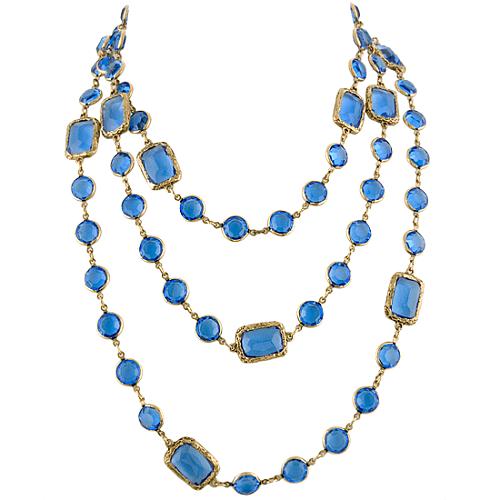 Chanel Vintage Blue Sautoir Necklace